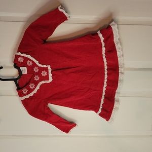 Hanna Andersson Red corduroy dress with white lace detail - 18-24 months